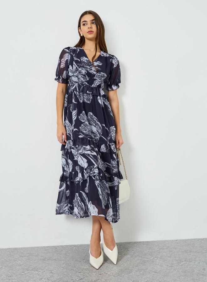 Styli Women Floral Print A-Line Maxi Dress - Image 1